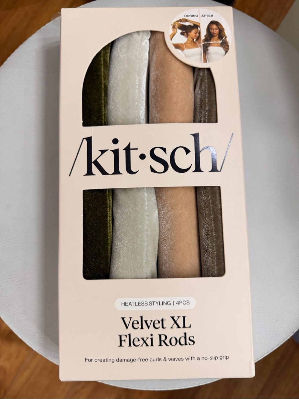Kitsch Velvet XL Flexi Rods for Heatless Curls— Olive, Cream, Beige, Brown